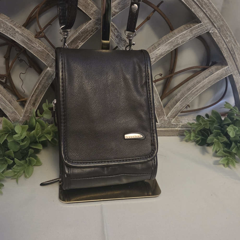 Travelon Travel Organizer Crossbody Bag Dark Brown Multi Pocket